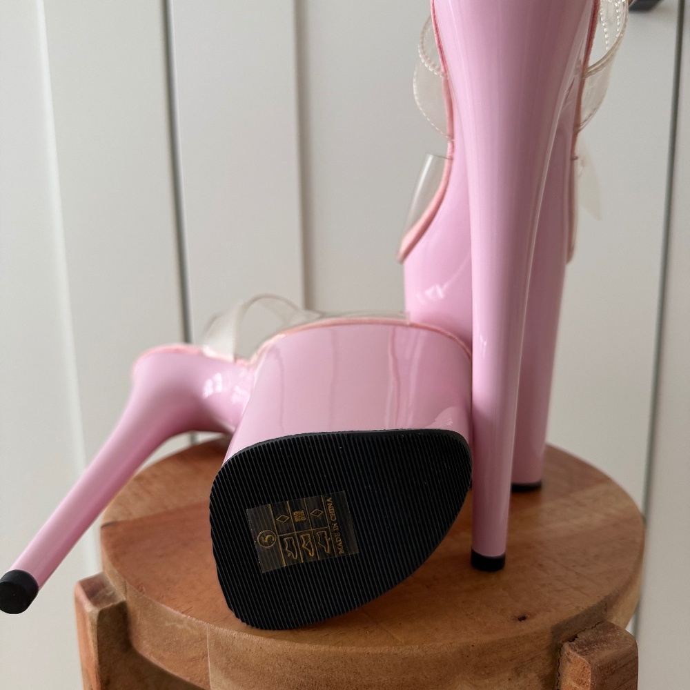New Pleaser High Platform Heels 8 Inch - Size 5 - Pink - Picture 2 of 4